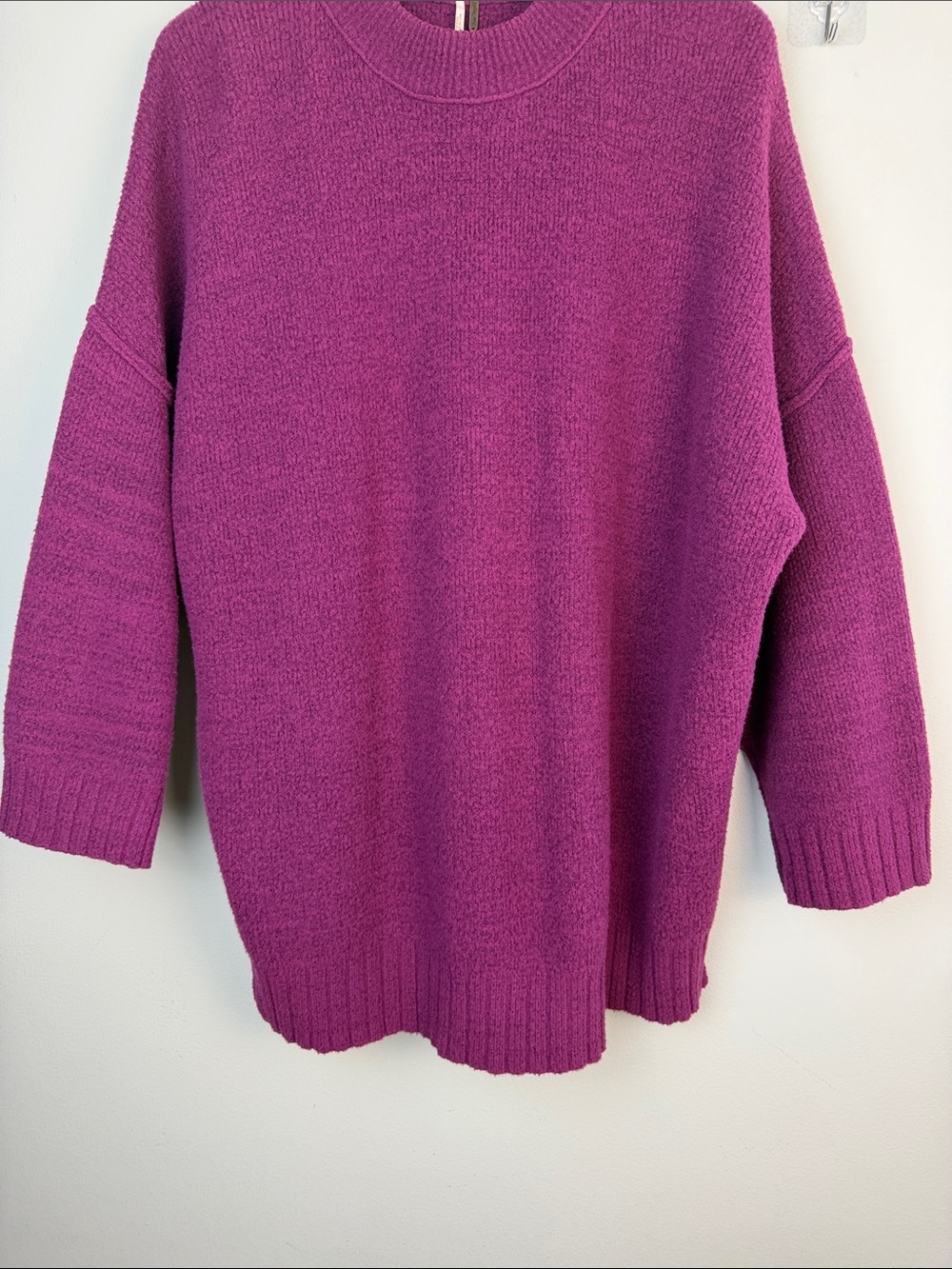 Free People Peaches Slouchy Oversized XS Tunic Sweater Chunky Knit Crewneck Plum - Picture 5 of 16